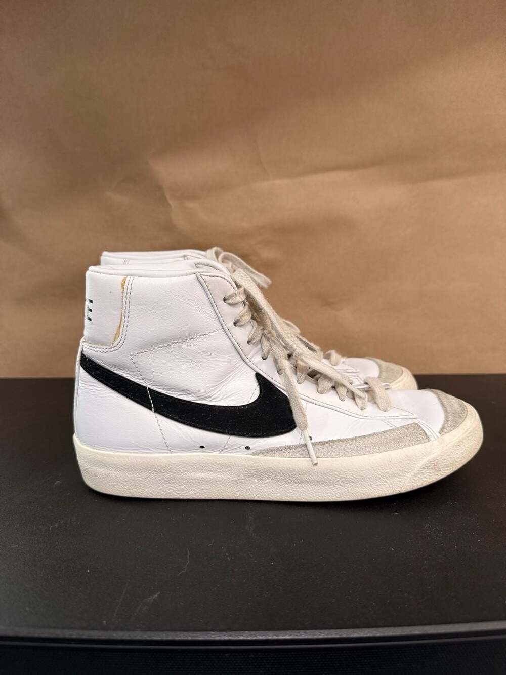 Nike Blazer Mid '77 Vintage Size 8 White Black Leather High Top Sneakers